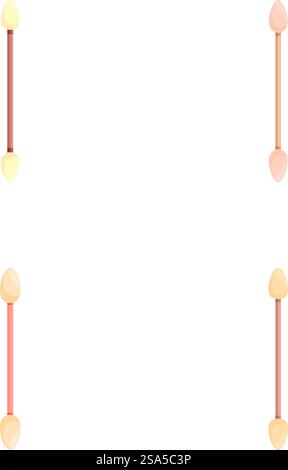 Illustration of four safety matches with different colored heads on a white background. Set of cartoonstyle safety matches Stock Vektor