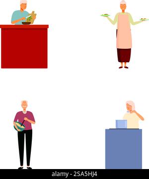 Eine Reihe von Illustrationen, die verschiedene Fachleute zeigen, die in ihren jeweiligen Aufgaben tätig sind. Vielfältige Sammlung von Fachleuten bei der Arbeit Stock Vektor