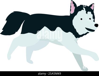 Cartoon-Illustration eines sibirischen Husky-Hundes, der glücklich mit der Zunge läuft. Glücklicher Husky-Hund, der mit der Zunge rausläuft Stock Vektor