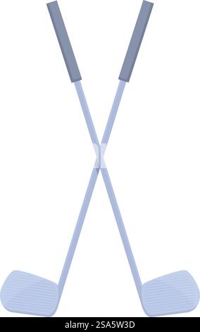 Zwei graue Golfschläger bilden mit ihren Schäften ein x. Zwei überkreuzte Golfschläger bilden ein x mit ihren Schäften Stock Vektor