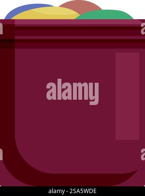 Abfallbeutel gefüllt mit organischen Abfällen, bereit für Kompostierung oder Entsorgung. Voller Müllbeutel mit organischem Abfall, der aufrecht steht Stock Vektor