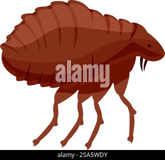 Seitliche Ansicht des Flohs mit seinen winzigen Haaren, Iconillustration, isoliert auf weißem Hintergrund. Floh, der von der Seite aus gesehen wird, zeigt seine winzigen Haare Stock Vektor