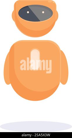 Der orangene Roboter schwebt in der Luft, seine Arme an den Seiten. Orangefarbener Roboter, der mit Armen an den Seiten schwebt Stock Vektor