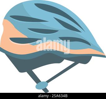 Blauer Fahrradhelm zum Schutz des Kopfes vor Verletzungen beim Radfahren auf einer Straße oder einem Berg. Blauer Fahrradhelm gewährleistet Sicherheit beim Radfahren Stock Vektor