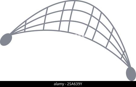 Minimalistische Illustration mit einer gekrümmten Form, die zwei Punkte miteinander verbindet, was ein Gefühl von Verbindung und Übergang andeutet. Abstrakte Form, die zwei Punkte mit einer Kurve verbindet Stock Vektor