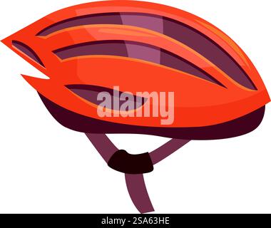 Orangefarbener Fahrradhelm für Sicherheit und Schutz für Radfahrer während der Fahrt. Orangefarbener Fahrradhelm zum Schutz des Radfahrerkopfes während der Fahrt Stock Vektor