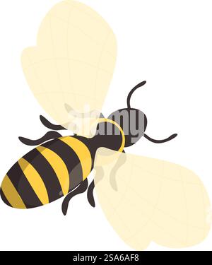 Cartoon-Honigbiene fliegt mit gespreizten Flügeln. Honigbiene fliegt mit gespreizten Flügeln Illustration Stock Vektor