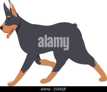 Doberman Pinscher läuft anmutig mit der Zunge raus. Doberman Pinscher rennt mit der Zunge raus Stock Vektor
