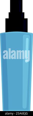 Blaue Kosmetikflasche mit schwarzem Spender für Creme oder Lotion. Blaue Kosmetikflasche, die auf weißem Hintergrund steht Stock Vektor