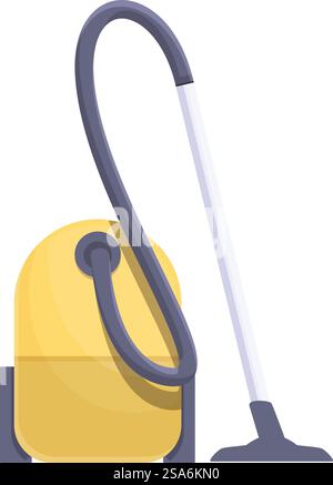 Der Staubsauger steht aufrecht und ist bereit, um den Haushalt zu reinigen und zu erledigen. Aufrecht stehender Staubsauger für die Reinigung und Hausarbeit Stock Vektor