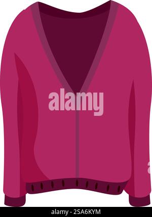 Stilvolle rote Strickjacke mit tiefem V-Ausschnitt, langen Ärmeln und bequemer Passform, perfekt für Wärme und Eleganz. Rote Strickjacke mit V-Ausschnitt und langen Ärmeln für Damen Stock Vektor