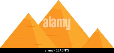 Stilisierte Illustration des Pyramidenkomplexes von gizeh. Drei ägyptische Pyramiden stehen in der Wüste Stock Vektor