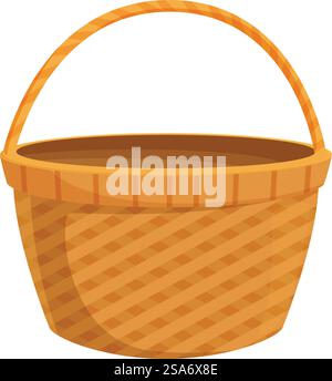 Leerer Korb wartet darauf, mit Lebensmitteln, Obst, Gemüse oder anderen Gegenständen gefüllt zu werden. Leerer Korb, der aufsteht und darauf wartet, gefüllt zu werden Stock Vektor