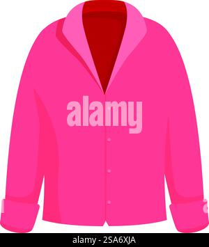 Rosafarbene Bluse mit langen Ärmeln und Knöpfen für Damen, die neue Kleidungsstücke auf einer Schaufensterpuppe präsentieren. Rosafarbene Bluse mit langen Ärmeln und Knöpfen für Damen, die Kleidungsstücke präsentieren Stock Vektor