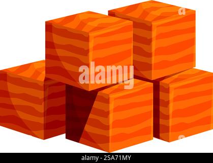 Fünf orangefarbene Würfel übereinander gestapelt bilden eine Pyramide, perfekt für Bildungs- oder Illustrationszwecke. Fünf orangefarbene Würfel, die übereinander gestapelt sind und eine Pyramide bilden Stock Vektor