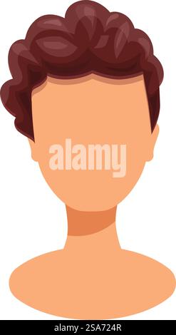 Männliche Zeichentrickfigur mit beliebter Herrenfrisur, ideal für Avatare oder Profilbilder. Junger Mann, der verschiedene Frisuren zeigt Stock Vektor