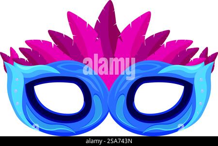 Blau-rosa mardi Gras Maske mit Federn, die den festlichen Geist und die Spannung der Karnevalsfeiern repräsentiert. Blau-rosa mardi Gras Maske mit Federn für Karnevalsfeiern Stock Vektor