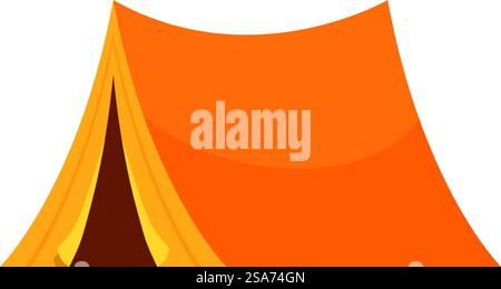 Orange Camping Zelt bietet Schutz und Platz zum Schlafen auf einem Sommercamping. Orangefarbenes Campingzelt auf dem Sommercamping Stock Vektor