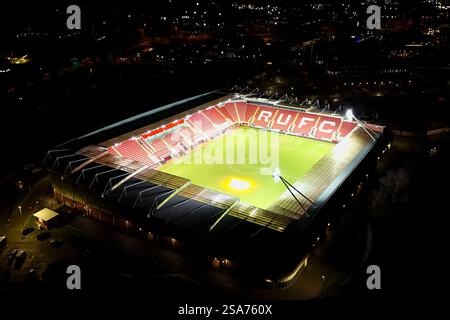 Eine Luftaufnahme des AESSEAL New York Stadium nach dem Spiel der EFL League One zwischen Rotherham United und Cambridge United Stockfoto