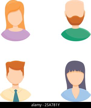 Avatar-Profilsymbole legen den Cartoon-Vektor fest. Verschiedene männliche und weibliche Avatare. Anonymer, gesichtsloser Charakter. Avatar-Profilsymbole legen den Cartoon-Vektor fest. Verschiedene männliche und weibliche Avatare Stock Vektor