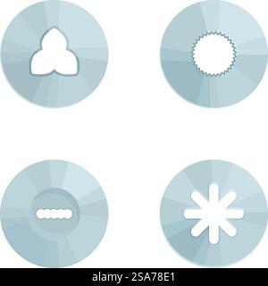 Vektorabbildung von vier einfachen grauen Wettersymbolen auf weißem Hintergrund. Set aus vier grauen Wettersymbolen Stock Vektor