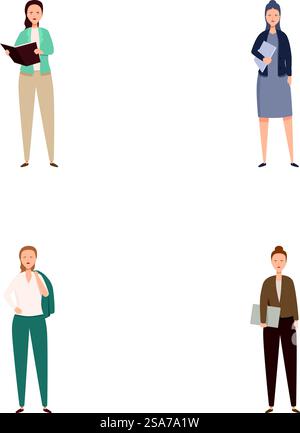 Vielfältige und multikulturelle professionelle Geschäftsleute Sammlung in formeller Kleidung Vektor Illustration Set. Set aus vier verschiedenen Geschäftsleuten in verschiedenen Posen Stock Vektor