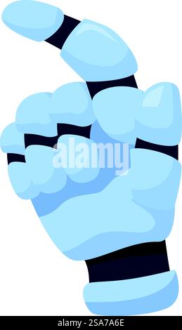 Blaue Roboterhand mit Zeigefinger, futuristischer Cyborg-Arm. Blaue Roboterhand zeigt mit Zeigefinger Stock Vektor