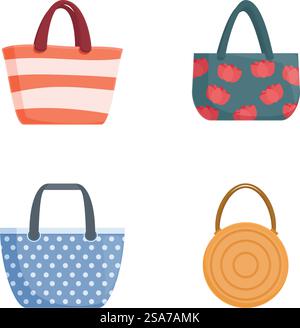 Vektor-Illustration Set von modischen Handtaschen in verschiedenen Designs, perfekt für Zubehör Inhalt. Set aus stylischen Damen Handtaschen und Taschen Kollektion Stock Vektor