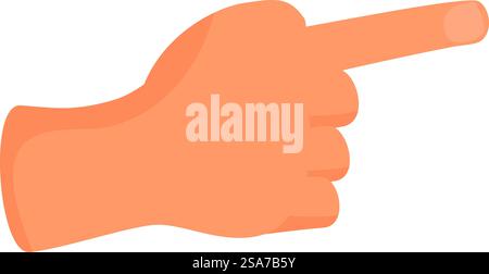 Die Zeichentrickhand zeigt nach rechts mit gestrecktem Zeigefinger. Cartoon-Hand zeigt mit Zeigefinger nach rechts Stock Vektor