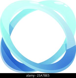 Abstrakte blaue Form, die einen Kreis mit ineinander verflochtenen Linien bildet und ein Gefühl von Harmonie und Verbindung schafft. Abstrakte blaue Form, die einen Kreis mit ineinander verflochtenen Linien bildet Stock Vektor