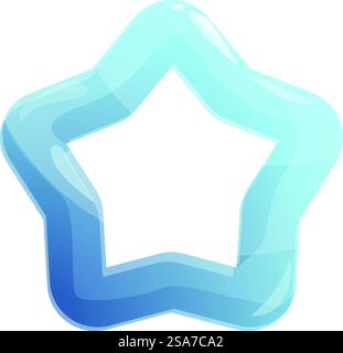 Blaue Sternform mit glänzender Oberfläche, isoliert über weißem Hintergrund. Blaue Sternform mit glänzender Oberfläche Stock Vektor
