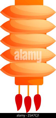 Die orange traditionelle chinesische Papierlaterne hängt mit roten Quasten. Orangefarbene traditionelle chinesische Papierlaterne, die mit roten Quasten hängt Stock Vektor