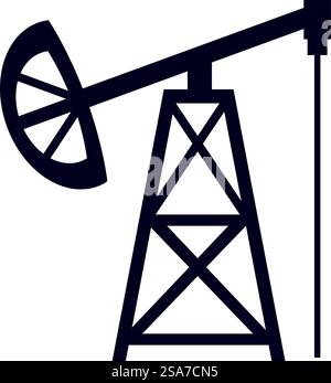 Ölpumpenheber, das Rohöl pumpt, Symbol für die Gewinnung fossiler Brennstoffe. Einfaches Symbol eines Ölpumpenhebers, der Rohöl aus dem Boden absaugt Stock Vektor
