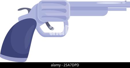 Pistole mit kurzem Lauf, die nach rechts zeigt und möglicherweise Konzepte wie Selbstverteidigung, Verbrechen oder Waffengewalt repräsentiert. Revolver-Pistole mit kurzem Lauf, die nach rechts zeigt, mit dunklem Griff Stock Vektor