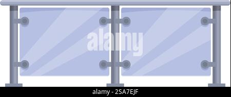 Moderne Balkongeländer aus Glas sorgen für Sicherheit und verleihen einem zeitgenössischen architektonischen Design einen Hauch von Eleganz. Modernes Glasbalkongeländer zum Schutz vor Herunterfallen Stock Vektor