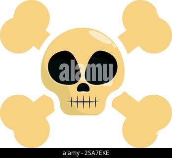 Cartoon-Schädel und gekreuzte Knochen, die Gefahr und Gift darstellen. Cartoonschädel und Kreuzknochen warnen vor Gefahren Stock Vektor