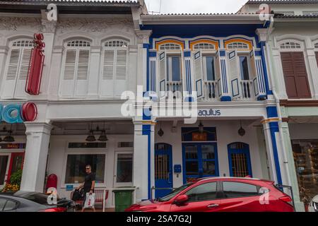 Alte Ladenhäuser in Kampong Glam, Singapur. Editorial. Stockfoto