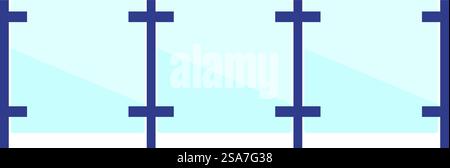 Glaspaneelzaun, der Sicherheit und Schutz vor Stürzen gewährleistet, wird häufig in der modernen Architektur verwendet. Glaspaneelzaun schützt vor Abstürzen und bietet Sicherheit in der Höhe Stock Vektor