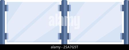 Transparenter Glaszaun zum Schutz des modernen Gebäudeeingangs. Moderner Glaszaun, der Sicherheit und Sicherheit gewährleistet Stock Vektor