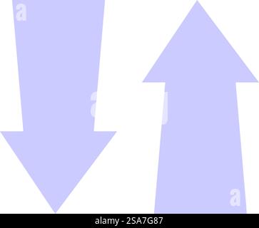 Abbildung mit blauen Pfeilen nach oben und unten, die in entgegengesetzte Richtungen zeigen und ein Konzept der Wahl oder Entscheidungsfindung vermitteln. Blaue Aufwärts- und Abwärtspfeile, die entgegengesetzte Richtungen zeigen Stock Vektor