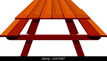 Klassischer Picknicktisch aus Holz mit anliegenden Bänken, die zum Sitzen einladen. Picknicktisch aus Holz mit Bänken auf weißem Hintergrund Stock Vektor