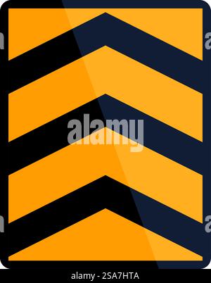 Straßenschild, das eine Verengung der vor Ihnen liegenden Straße anzeigt, warnt den Fahrer, vorsichtig vorzugehen. Straßenschild mit schmaler Straße vor Ihnen Stock Vektor