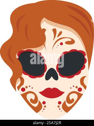 Schöne Frau, die traditionelles Calavera-Make-up für den Tag der Toten trägt. Frau feiert den Tag der Toten mit traditionellem Calavera-Make-up Stock Vektor