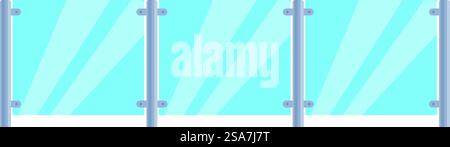 Glaszaun, der Sicherheit und Sicherheit gewährleistet, wird häufig in der modernen Architektur verwendet. Moderner Glaszaun schützt das Gebäude vor unerwünschten Gästen Stock Vektor