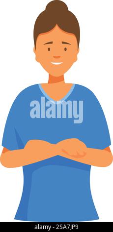 Die freundliche und zugängliche Ärztin lächelt mit gefalteten Armen und vermittelt Selbstvertrauen und Professionalität. Freundliche Ärztin, die mit gefalteten Armen lächelt Stock Vektor