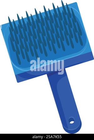 Blaue Haustier-Slicker-Bürste für Katzen und Hunde, die isoliert auf weißem Hintergrund liegen. Blaue Haustier-Slicker-Bürste, isoliert auf weiß liegend Stock Vektor