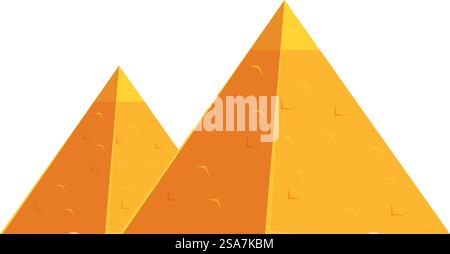 Zwei ägyptische Pyramiden stehen auf einer Sanddüne in der Wüstenlandschaft von gizeh. Zwei ägyptische Pyramiden stehen in der Wüstenlandschaft von gizeh Stock Vektor
