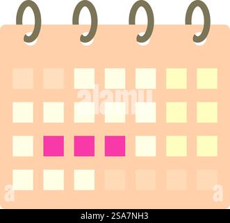 Menstruationskalender mit rot markierten Periodentagen. Kalender mit Menstruationszyklus mit markierten Periodentagen Stock Vektor