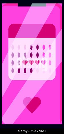 Menstruationszyklus-Tracker, Kalender-App zur Überprüfung von Periode und fruchtbaren Tagen. Smartphone mit App-Benutzeroberfläche zur Verfolgung des Menstruationszyklus Stock Vektor