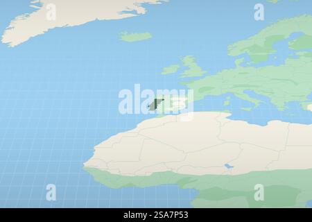 Portugal auf einer detaillierten Karte hervorgehoben, geografische Lage Portugals. Vektorzuordnung. Stock Vektor